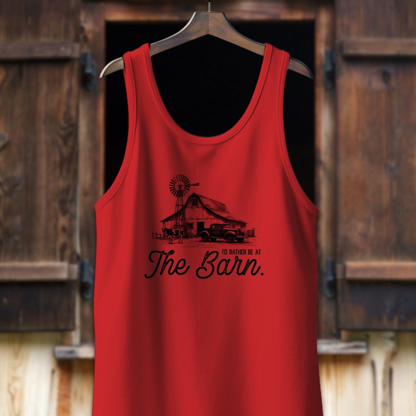 Unisex Shirt Adult Tank Top / XS / Red I'd Rather Be At The Barn Shirt