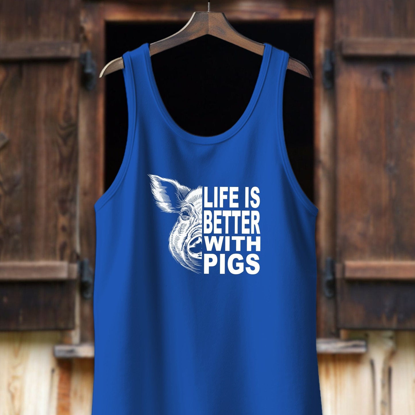 Unisex Shirt Adult Tank Top / XS / True Royal Life is Better with Pigs Shirt