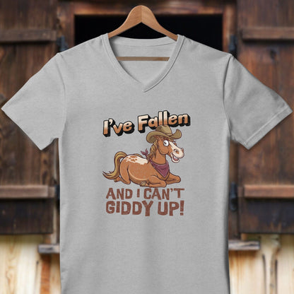 Unisex Shirt Adult V-neck / Athletic Heather / S I Can't Giddy Up Horse Shirt