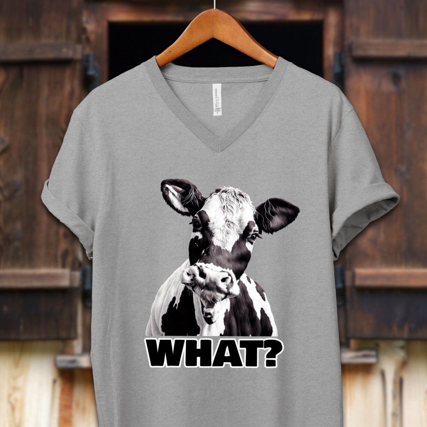 Unisex Shirt Adult V-neck / S / Athletic Heather Cow Shirt