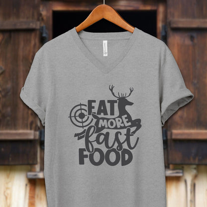 Unisex Shirt Adult V-neck / S / Athletic Heather Eat More Fast Food Shirt