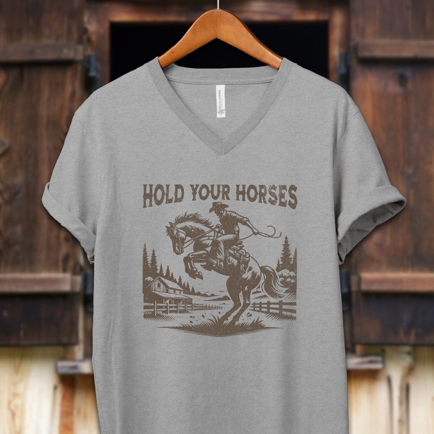 Unisex Shirt Adult V-neck / S / Athletic Heather Hold Your Horses Shirt