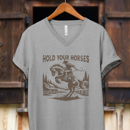 Unisex Shirt Adult V-neck / S / Athletic Heather Hold Your Horses Shirt