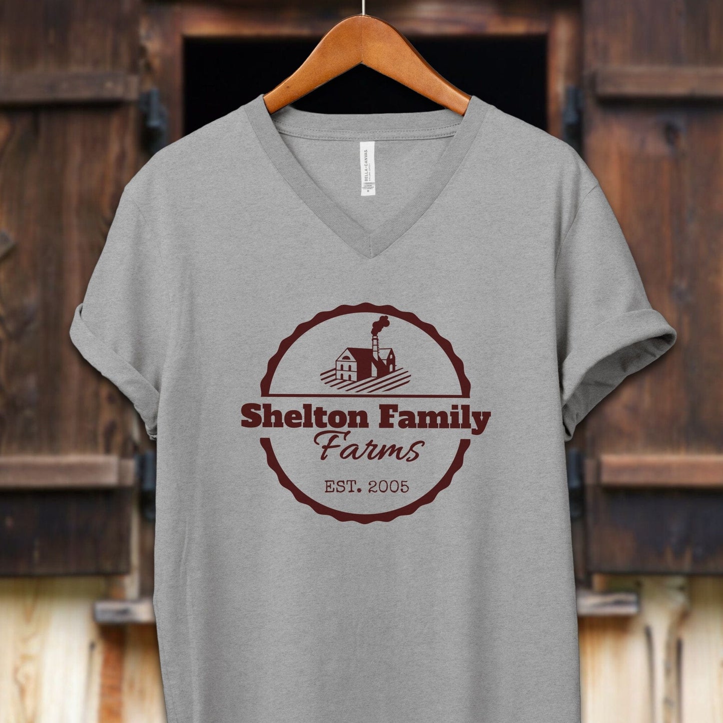 Unisex Shirt Adult V-neck / S / Athletic Heather Personalized Farm/Ranch Shirt