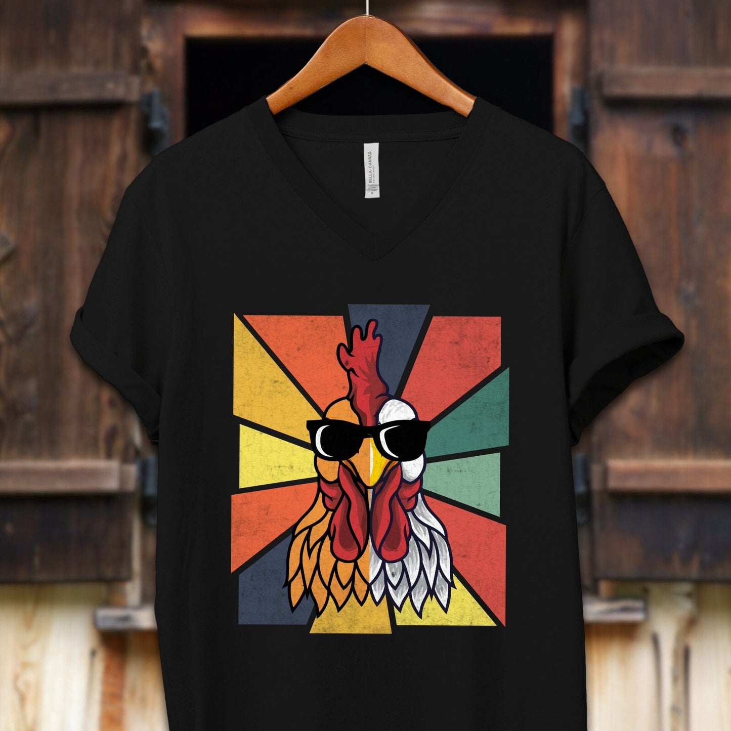 Unisex Shirt Adult V-neck / S / Black Cool Rooster Shirt