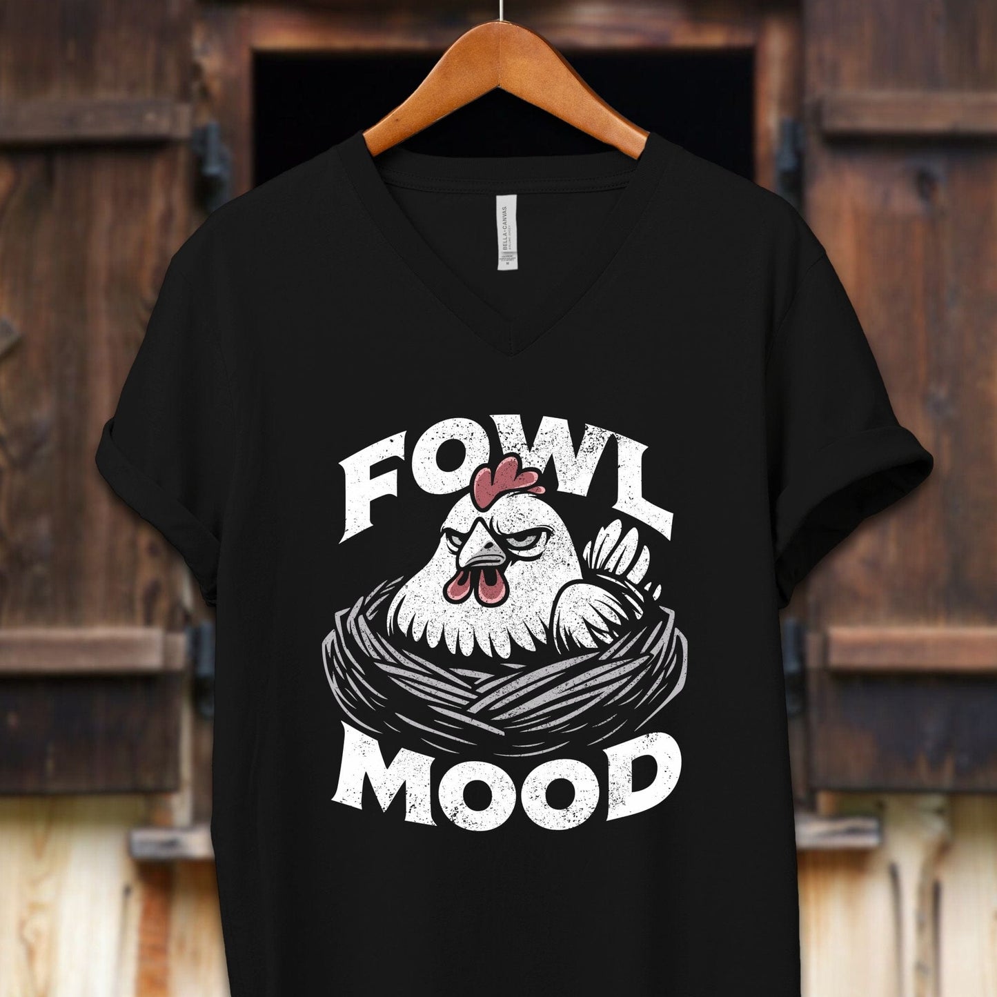 Unisex Shirt Adult V-neck / S / Black Fowl Mood Shirt