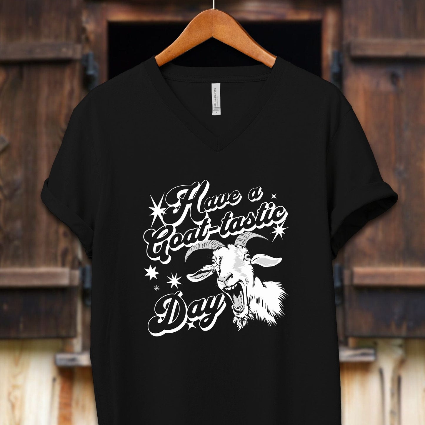 Unisex Shirt Adult V-neck / S / Black Have a Goat-tastic Day Shirt