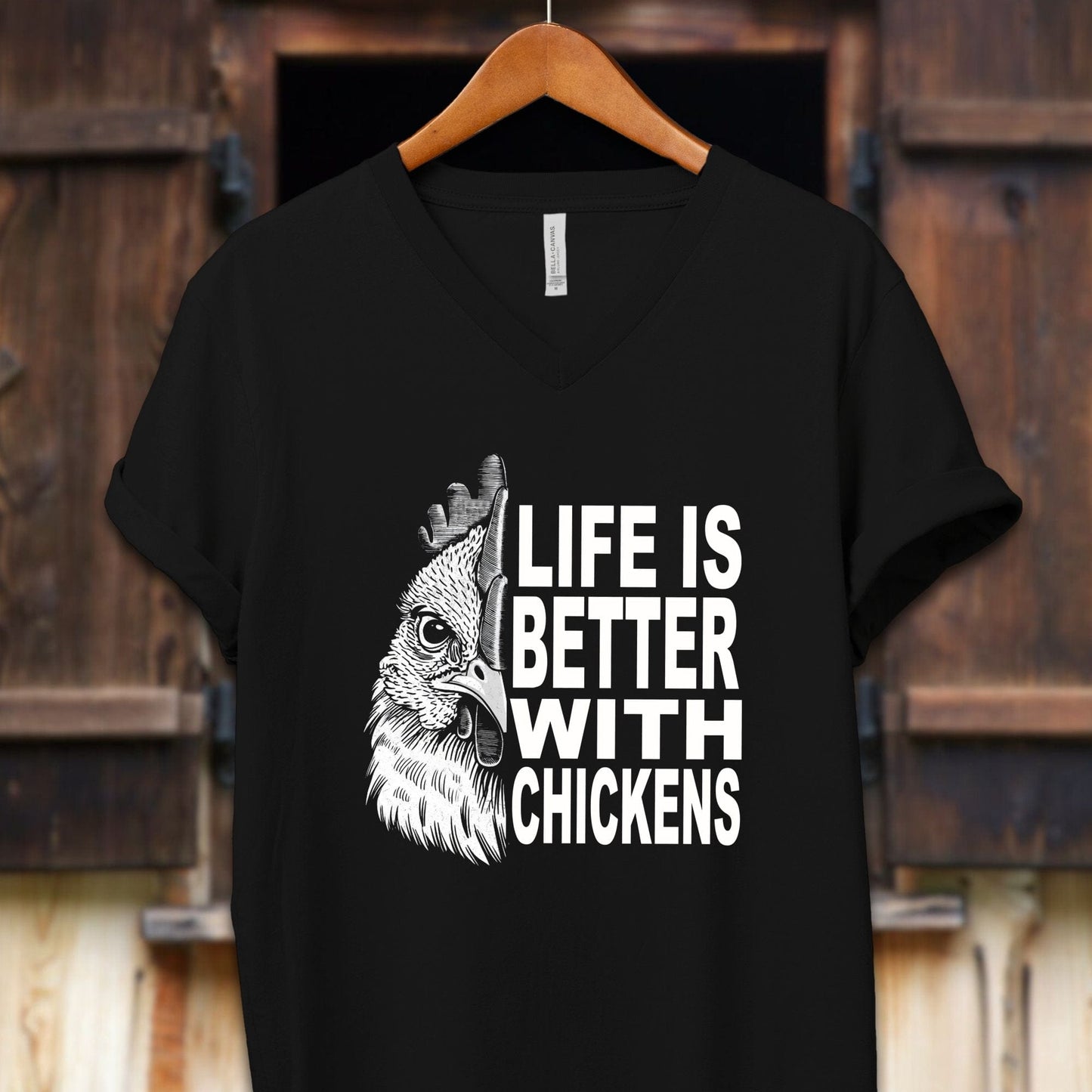 Unisex Shirt Adult V-neck / S / Black Life Is Better With Chickens Shirt