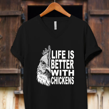 Unisex Shirt Adult V-neck / S / Black Life Is Better With Chickens Shirt