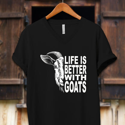 Unisex Shirt Adult V-neck / S / Black Life Is Better With Goats Shirt