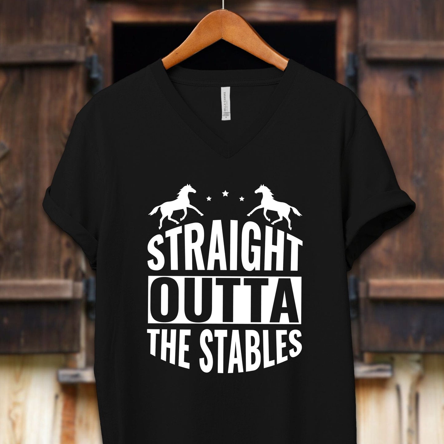 Unisex Shirt Adult V-neck / S / Black Straight Outta The Stables Shirt