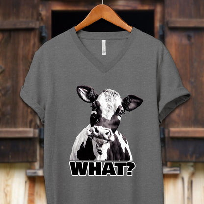 Unisex Shirt Adult V-neck / S / Deep Heather Cow Shirt