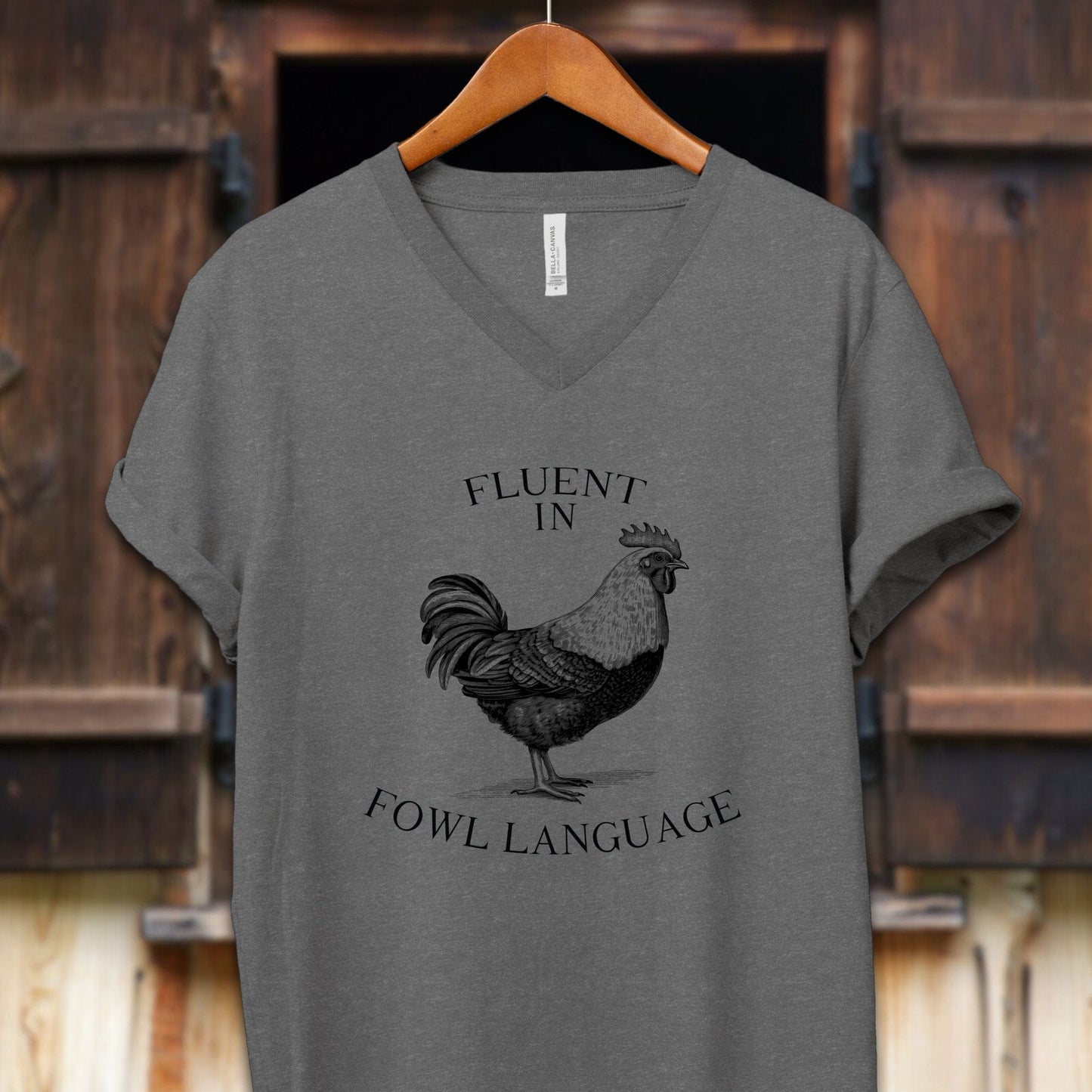 Unisex Shirt Adult V-neck / S / Deep Heather Fluent in Fowl Language Shirt