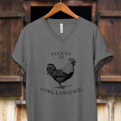 Unisex Shirt Adult V-neck / S / Deep Heather Fluent in Fowl Language Shirt