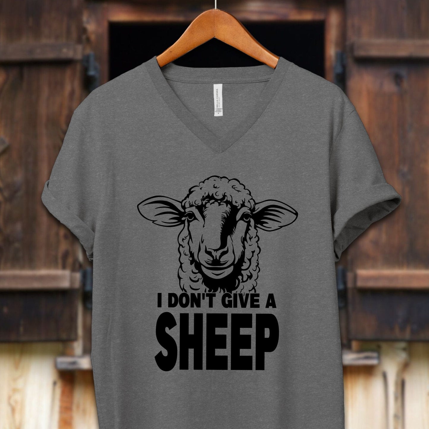 Unisex Shirt Adult V-neck / S / Deep Heather I Don't Give A Sheep Shirt