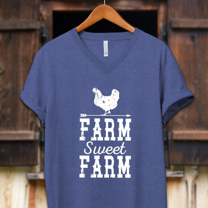 Unisex Shirt Adult V-neck / S / Heather True Royal Farm Sweet Farm Shirt