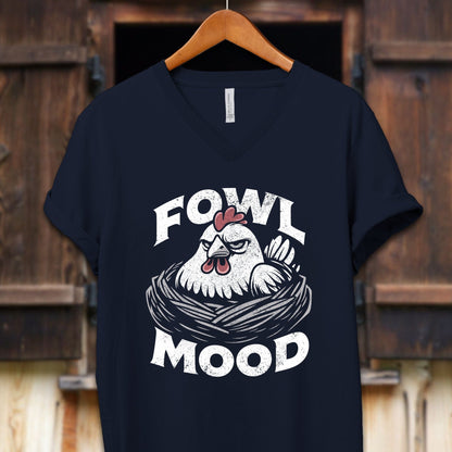 Unisex Shirt Adult V-neck / S / Navy Fowl Mood Shirt