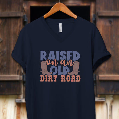 Unisex Shirt Adult V-neck / S / Navy Raised on an Old Dirt Road Shirt