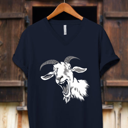 Unisex Shirt Adult V-neck / S / Navy Screaming Goat Shirt