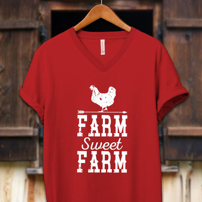 Unisex Shirt Adult V-neck / S / Red Farm Sweet Farm Shirt