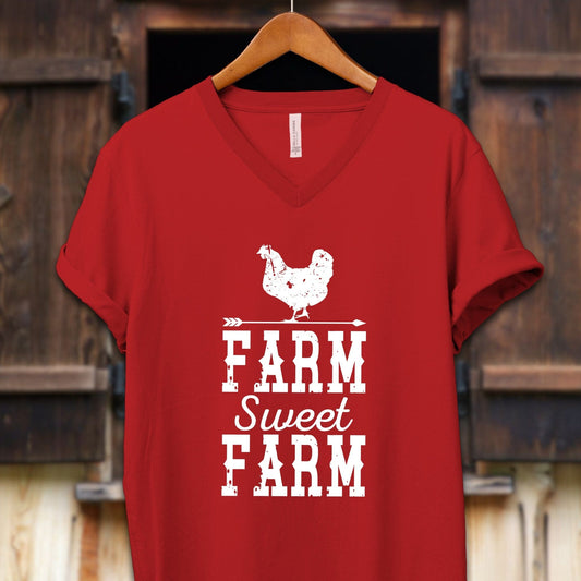 Unisex Shirt Adult V-neck / S / Red Farm Sweet Farm Shirt