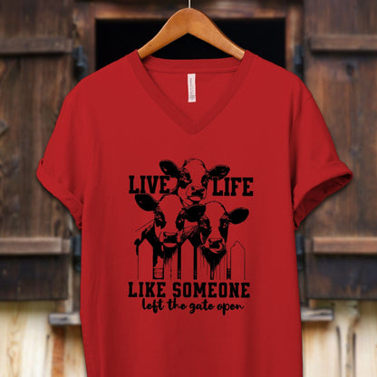 Unisex Shirt Adult V-neck / S / Red Live Life Like Shirt