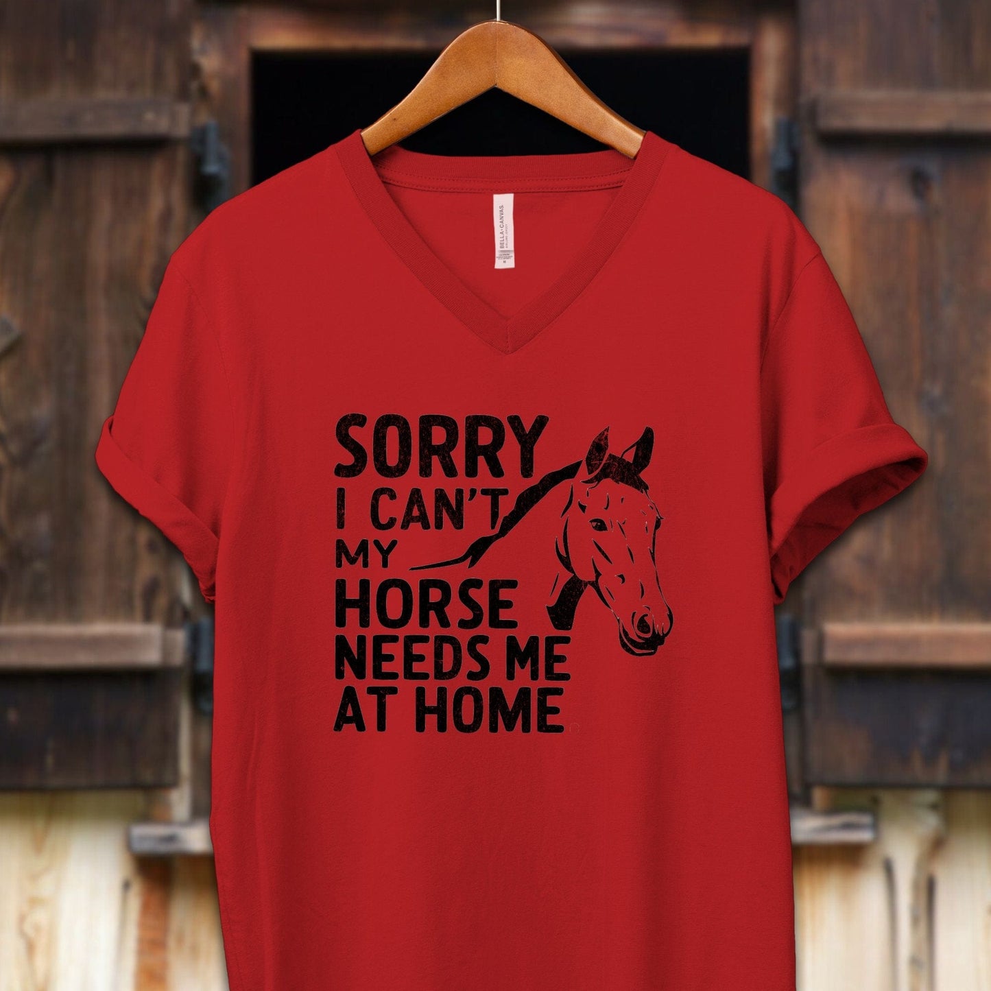 Unisex Shirt Adult V-neck / S / Red Sorry I Can't Shirt