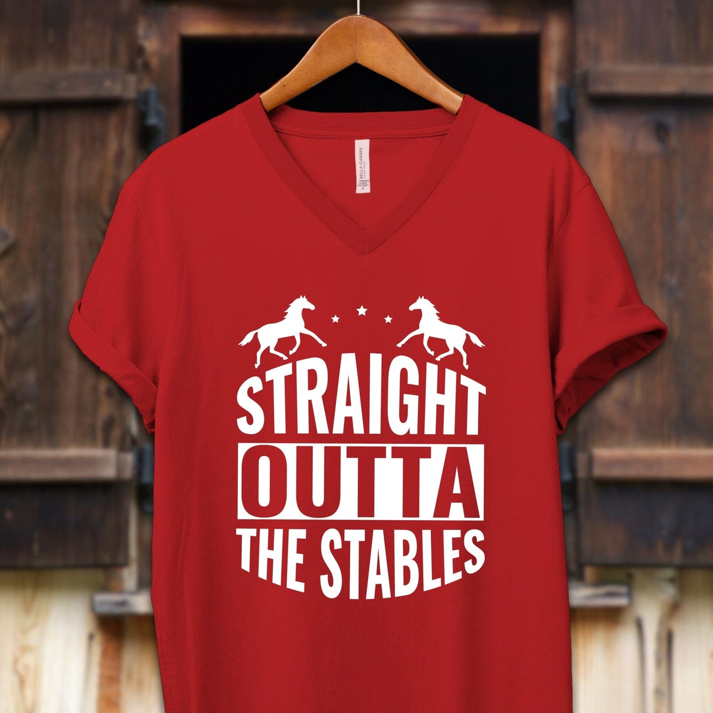 Unisex Shirt Adult V-neck / S / Red Straight Outta The Stables Shirt