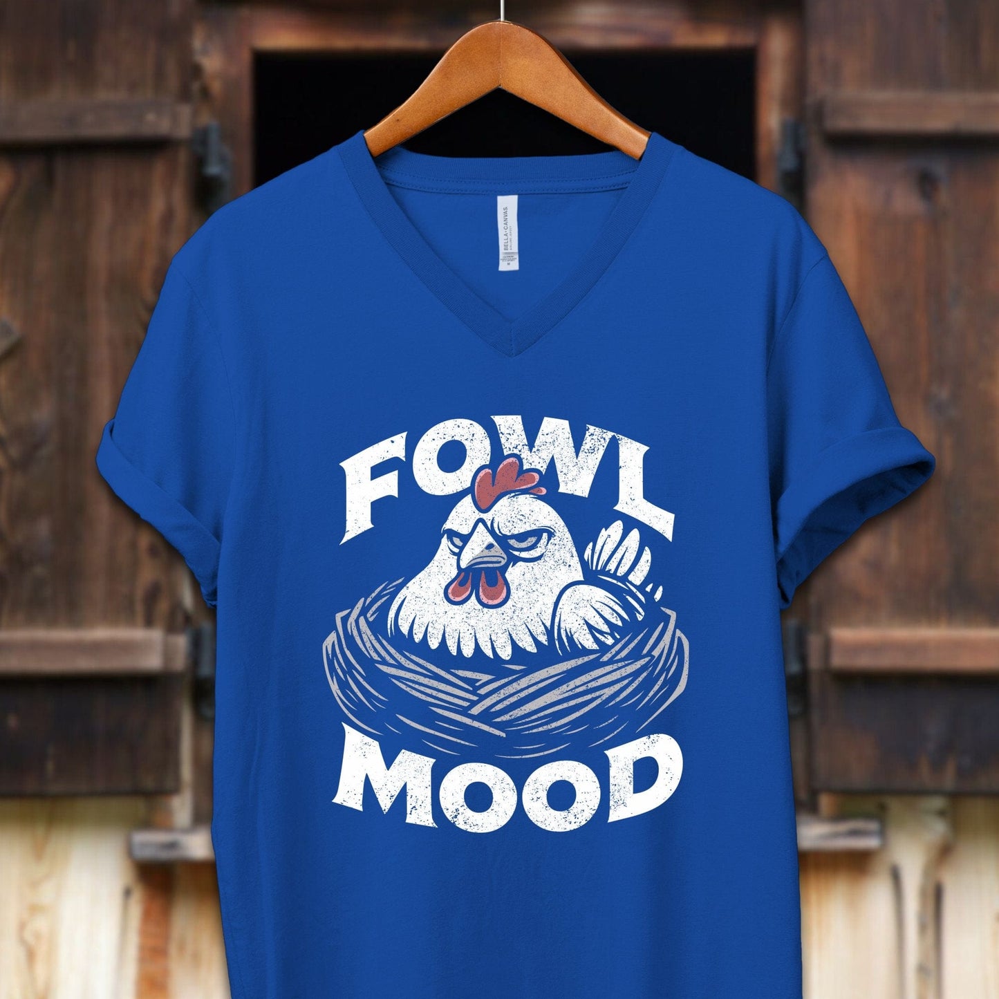 Unisex Shirt Adult V-neck / S / True Royal Fowl Mood Shirt