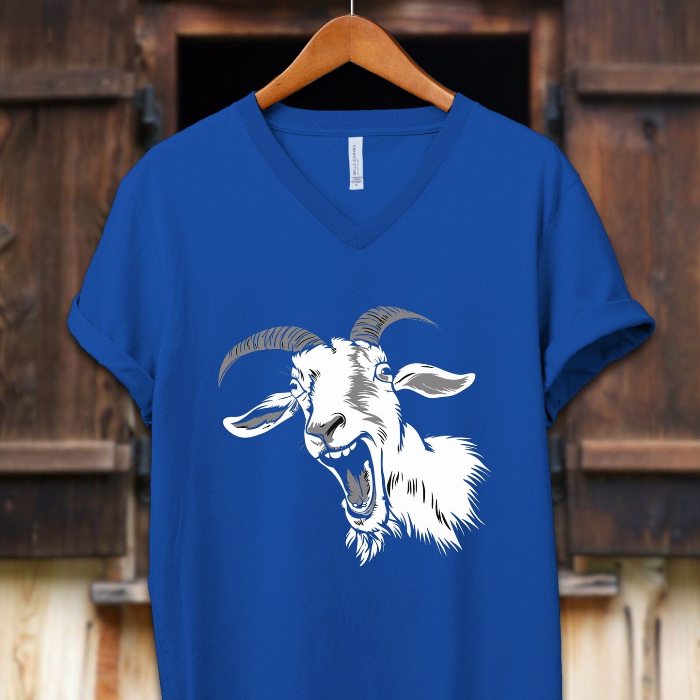 Unisex Shirt Adult V-neck / S / True Royal Screaming Goat Shirt