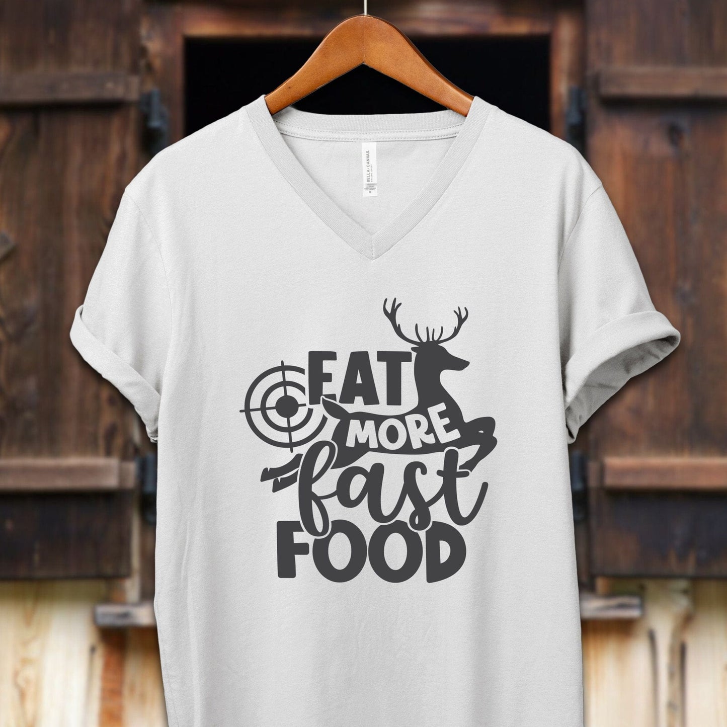 Unisex Shirt Adult V-neck / S / White Eat More Fast Food Shirt