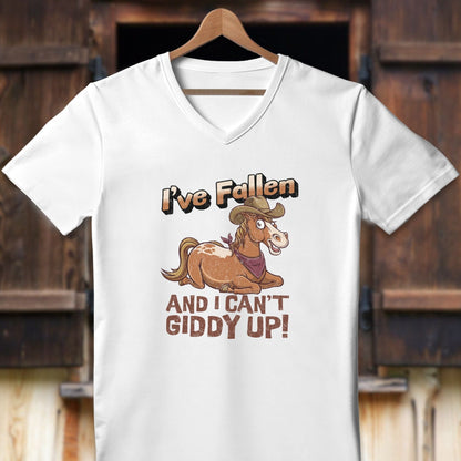 Unisex Shirt Adult V-neck / White / S I Can't Giddy Up Horse Shirt