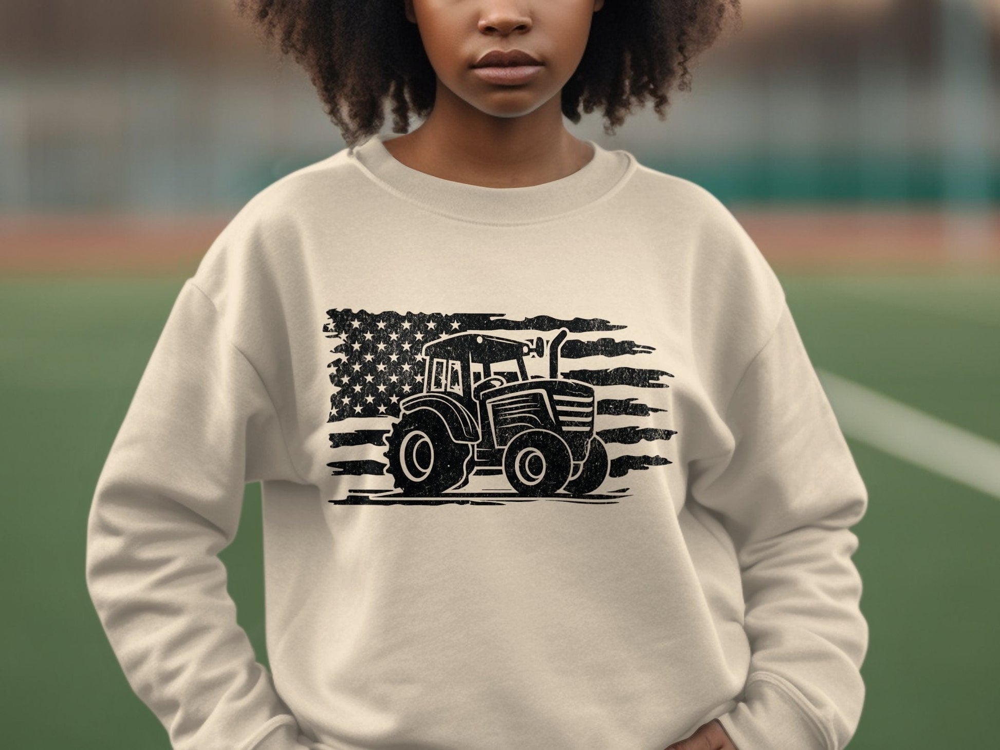 Unisex Shirt Vintage American Flag Tractor Shirt