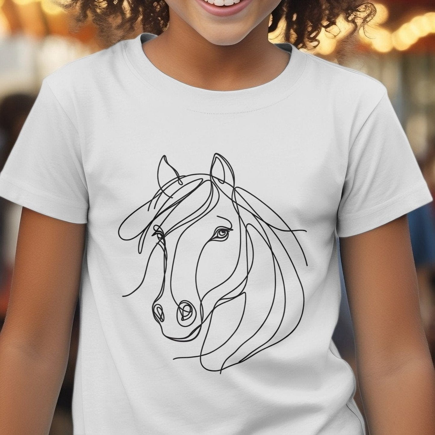 Youth Shirts Elegant Horse Line Art Youth - Shirt