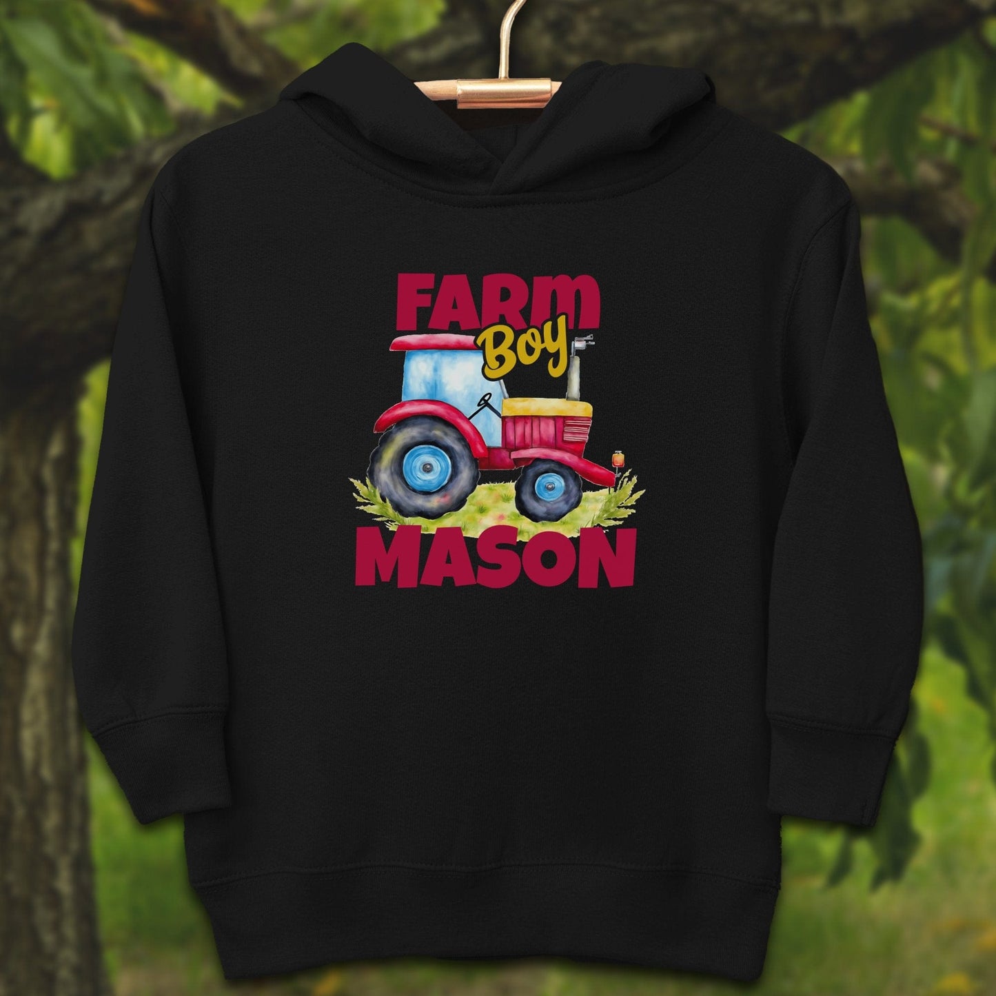 Youth Shirts Hooded Sweatshirt Toddler / 2T / Black Personalized Farm Boy - Youth Shirt