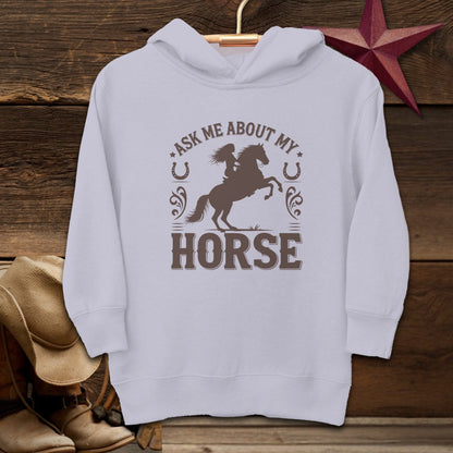 Youth Shirts Hooded Sweatshirt Toddler / 2T / Heather Ask Me About My Horse Shirt