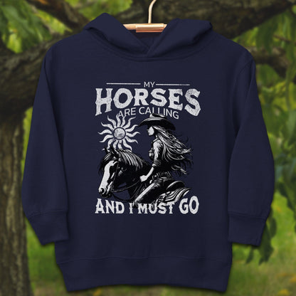 Youth Shirts Hooded Sweatshirt Toddler / 2T / Navy My Horses are Calling - Youth Shirt