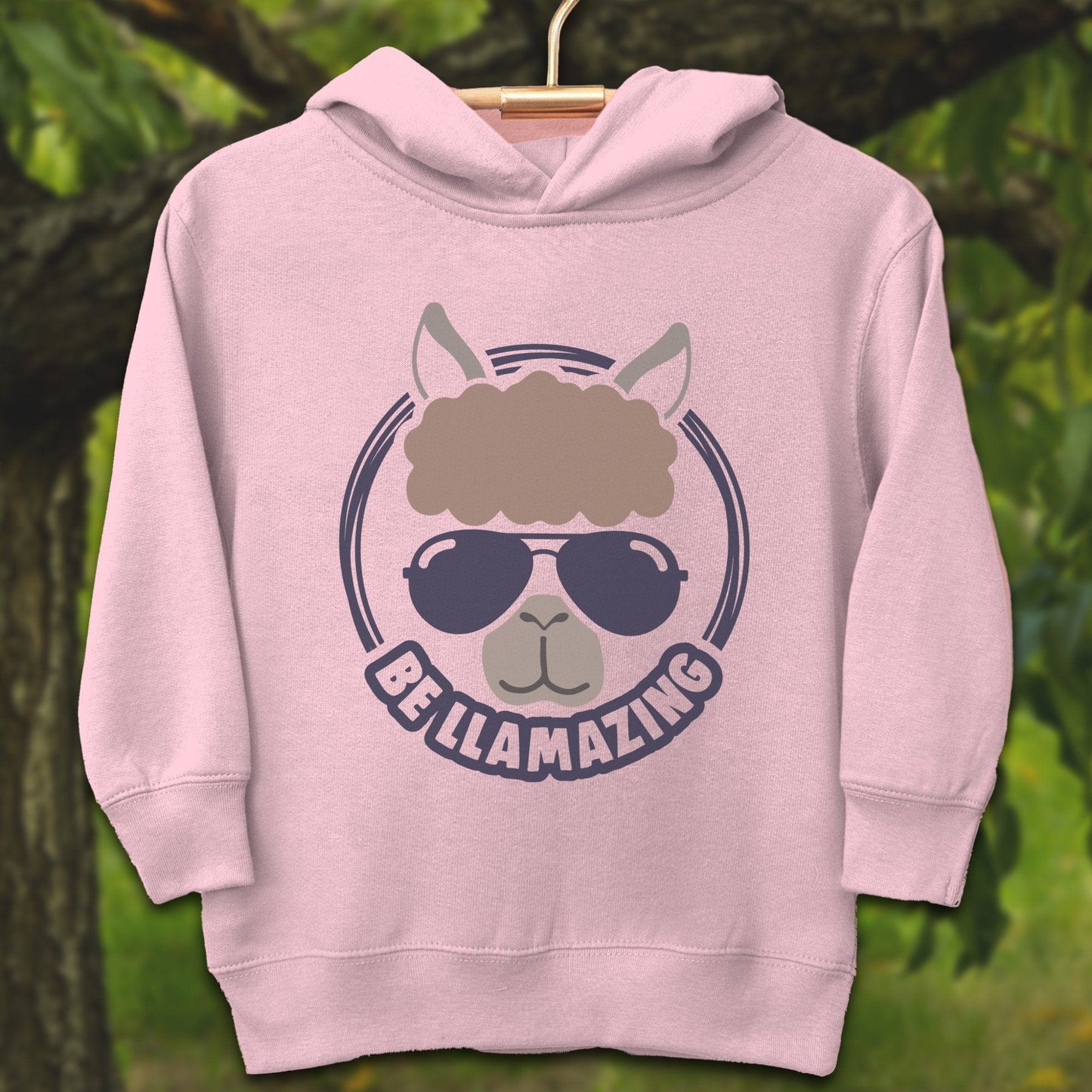 Youth Shirts Hooded Sweatshirt Toddler / 2T / Pink Be Llamazing Cool Alpaca Illustration - Youth Shirt