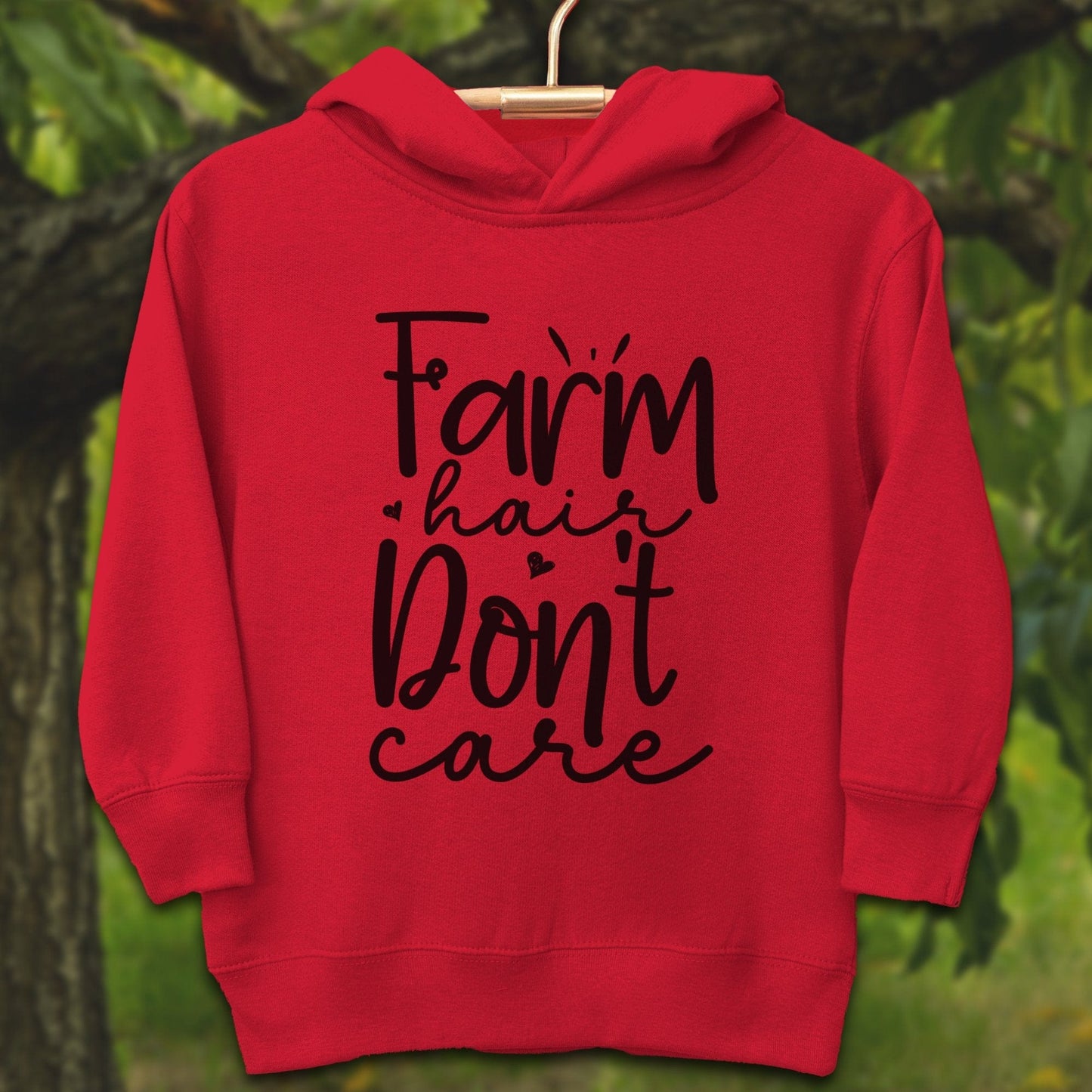 Youth Shirts Hooded Sweatshirt Toddler / 2T / Red Farm Hair Don't Care - Youth Shirt