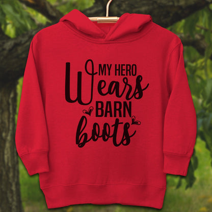 Youth Shirts Hooded Sweatshirt Toddler / 2T / Red My Hero Wears Barn Boots - Youth Shirt