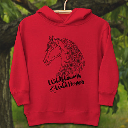 Youth Shirts Hooded Sweatshirt Toddler / 2T / Red Wildflowers And Wild Horses - Youth Shirt