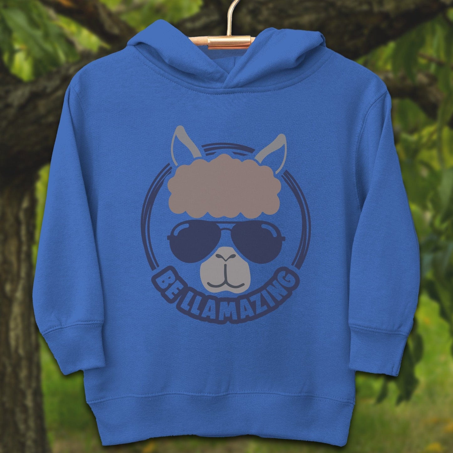 Youth Shirts Hooded Sweatshirt Toddler / 2T / Royal Be Llamazing Cool Alpaca Illustration - Youth Shirt