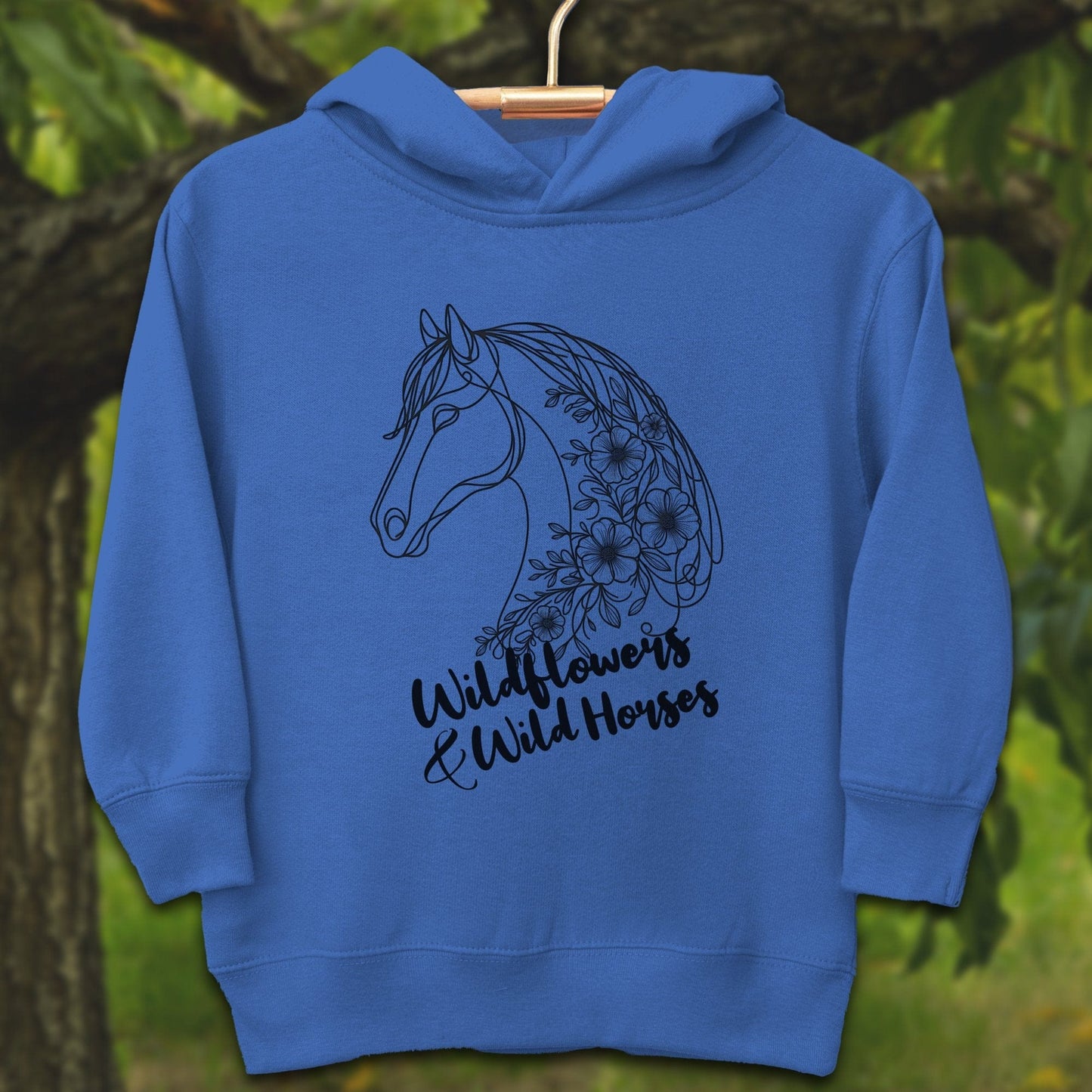 Youth Shirts Hooded Sweatshirt Toddler / 2T / Royal Wildflowers And Wild Horses - Youth Shirt