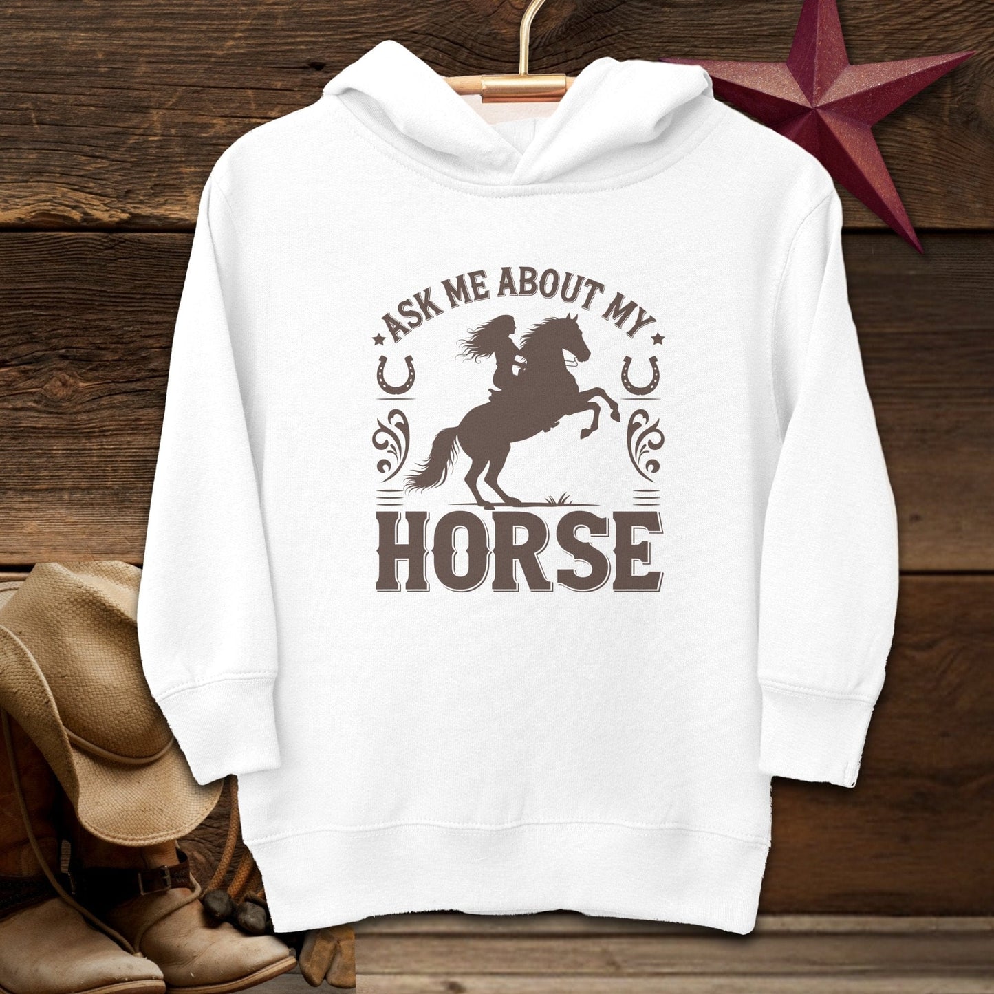 Youth Shirts Hooded Sweatshirt Toddler / 2T / White Ask Me About My Horse Shirt