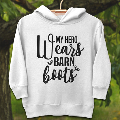 Youth Shirts Hooded Sweatshirt Toddler / 2T / White My Hero Wears Barn Boots - Youth Shirt