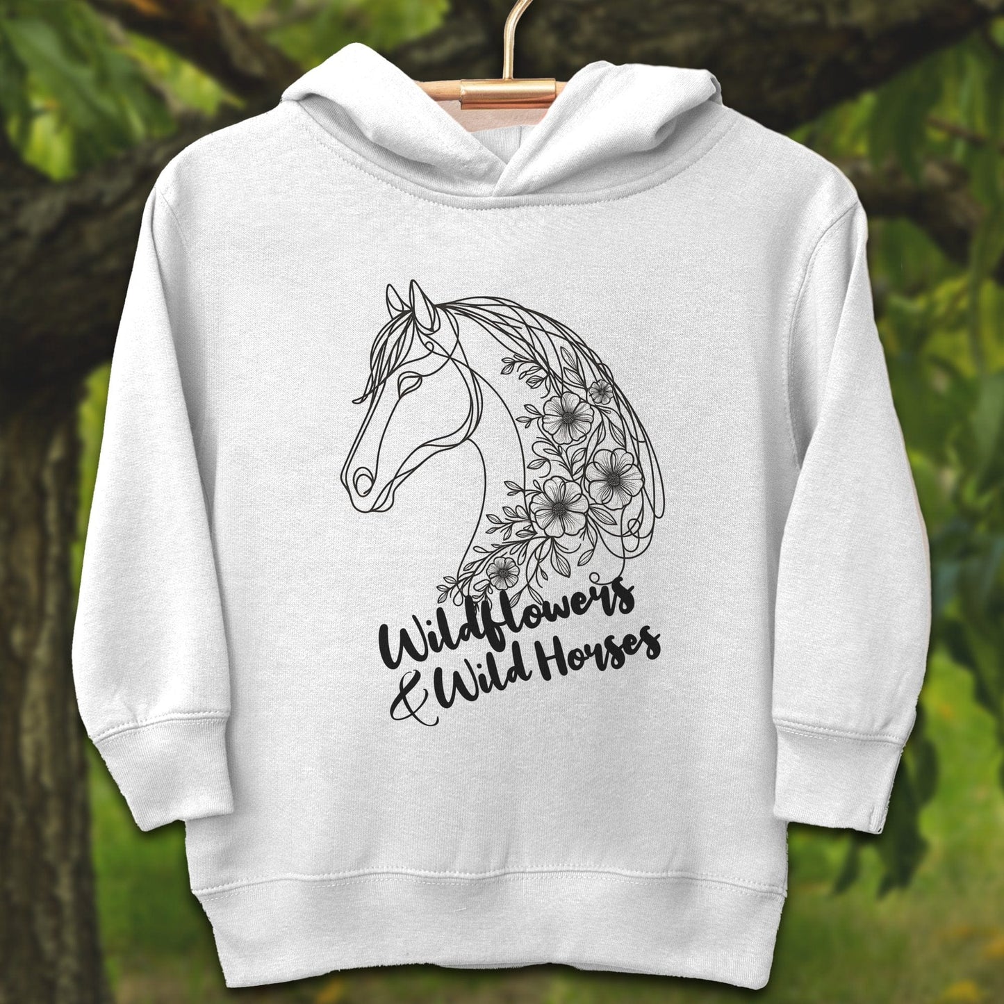 Youth Shirts Hooded Sweatshirt Toddler / 2T / White Wildflowers And Wild Horses - Youth Shirt