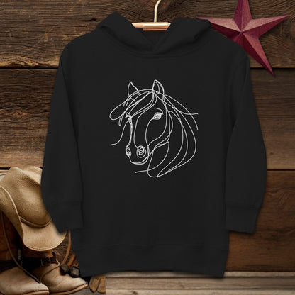 Youth Shirts Hooded Sweatshirt Toddler / Black / 2T Elegant Horse Line Art -Toddler Shirt