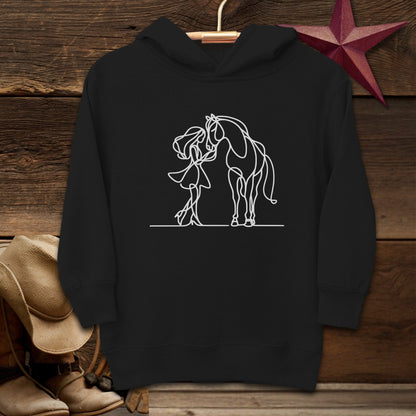 Youth Shirts Hooded Sweatshirt Toddler / Black / 2T Lady and Horse Art Toddler Shirt