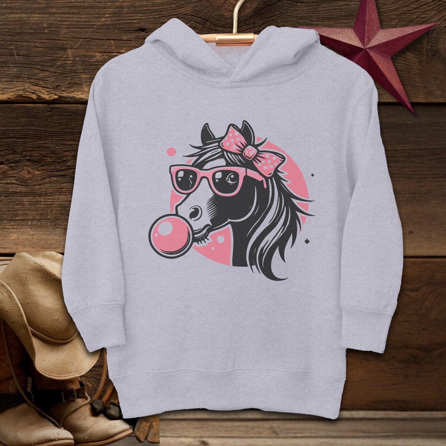 Youth Shirts Hooded Sweatshirt Toddler / Heather / 2T Bubble Gum Horse Shirt