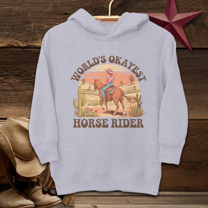 Youth Shirts Hooded Sweatshirt Toddler / Heather / 2T World's Okayest Horse Rider Shirt